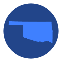 blue outline of the state of Oklahoma